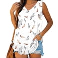 thumbnail image 2 of WCMZJ Womens Tank Tops Summer Sleeveless V Neck T Shirts Basic Floral Print Casual Tunic Tops for Leggings Loose Fit White XL, 2 of 5