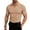 Khaki, variant on Mens Ribbed Polo Shirt V-Neck Short Sleeve Knit Summer Business Casual Stretchy Golf Shirts, XL