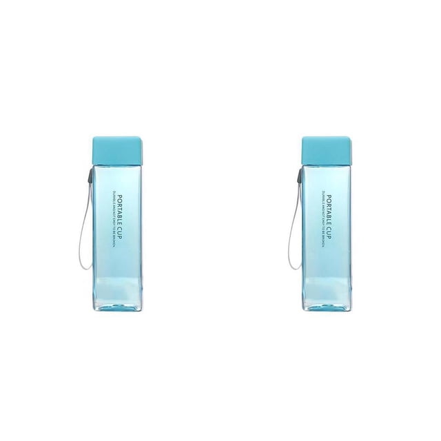 Bewildely Botella de agua Titular de líquido Botellas de té y café 450ml Gran capacidad Deportes Taza al aire libre Beber Hervidor Azul Azul transparente 2Conjunto