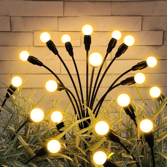 Solar garden lights with 10 leds waterproof outdoor compatible solcellslampor 2-pack