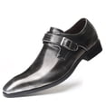 thumbnail image 2 of Men's Pointed Toe Men's Leather Shoes Buckle Low Heel Single-layer Shoes Large Size Men's, 2 of 2