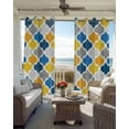 thumbnail image 4 of Yellow Blue Morocco Pattern Blackout Curtains 45 Inches Long for Bedroom, Modern Moroccan Geometric Thermal Insulated Room Darkening Black Out Window Curtain Panels Grommet Drapes for Living Room, 4 of 8