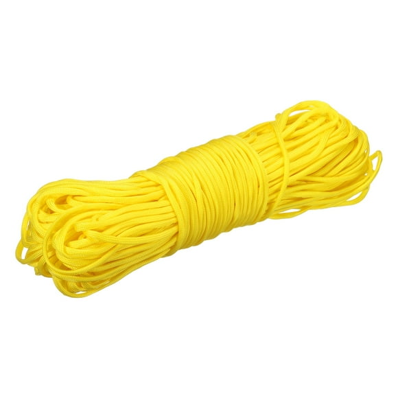 Uxcell Corde en Paracorde 1/8 Pouces, Corde de Camping Tressée en Polypropylène 151 Pieds à 7 Brins Robuste, Cordon Utilitaire Léger pour Arrimages pour Marine, Intérieur et Extérieur, Jaune