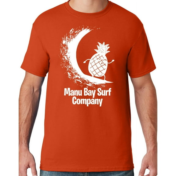 Mens Manu Bay Surf Company WHITE SURFING PINEAPPLE T-shirt, Small Burnt Orange