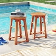 thumbnail image 2 of GVN Barstools, Countertop Bar Chairs,Bar Stools,18-Inch Outdoor Wood Bar Stools Set of 2 with Round Seat and Footrest, 2 of 8