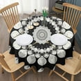 thumbnail image 3 of Black White Tie Dye Mandala Pattern Round Tablecloth 60"x60",Wrinkle Wipeable Table Cloth for Kitchen Dining Room Picnic Patio Party, 3 of 6