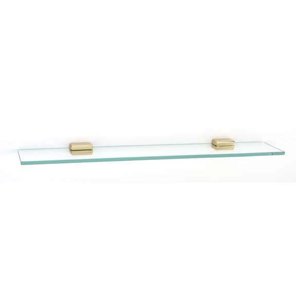 Alno A6550-24-PB Cube 24 Inch Glass Shelf with Brackets Polished Brass
