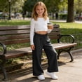 thumbnail image 4 of breaise Girls Linen Pants Summer Beach Lounge Palazzo Trousers Loose Fit Elastic Wide Leg Pants with Pockets, 4 of 9