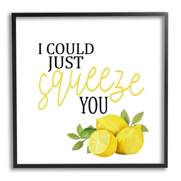 Stupell Industries Charming Lemon Squeeze Phrase Food & Beverage Painting Black Framed Art Print Wall Art, 12 x 12