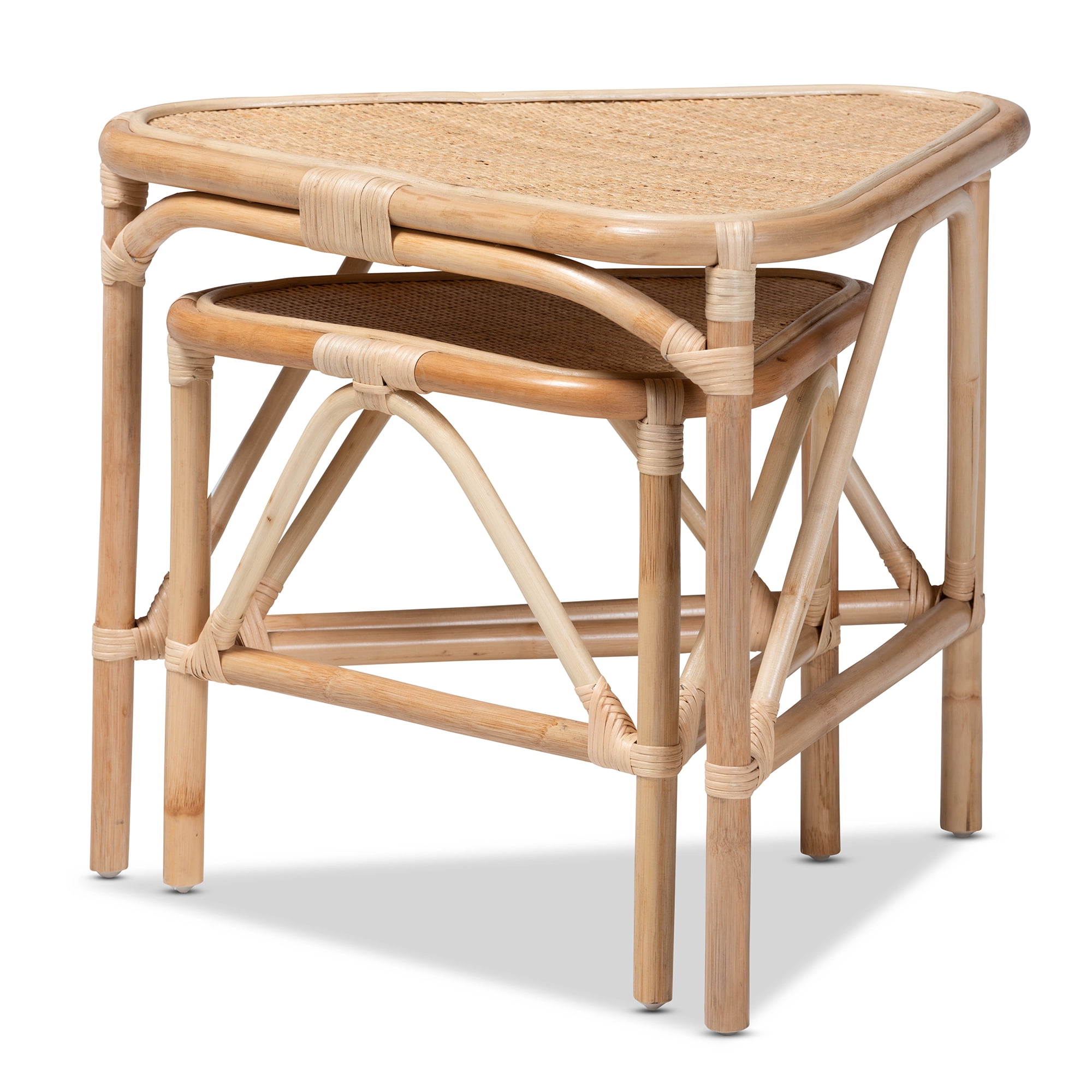 bali & pari Jayden Rattan BOHO End Table, Natural Brown