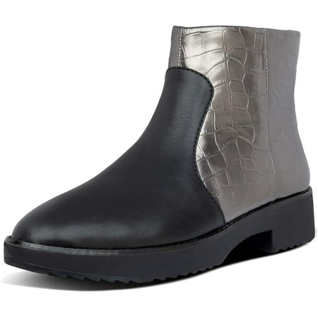 

Fitflop Womens Mara Leather Croc Print Ankle Boots Black Mix US 5