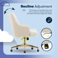 thumbnail image 3 of Serta Scarlett Modern Mid-Back Office Chair Velvet Fabric Gold Metal Base Beige, 3 of 10