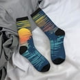 thumbnail image 5 of Gukieu Palm Trees Print Contrast Color Mid-calf Socks, Sweat-wicking Athletic Socks, Unisex Clothing Accessories, 5 of 6