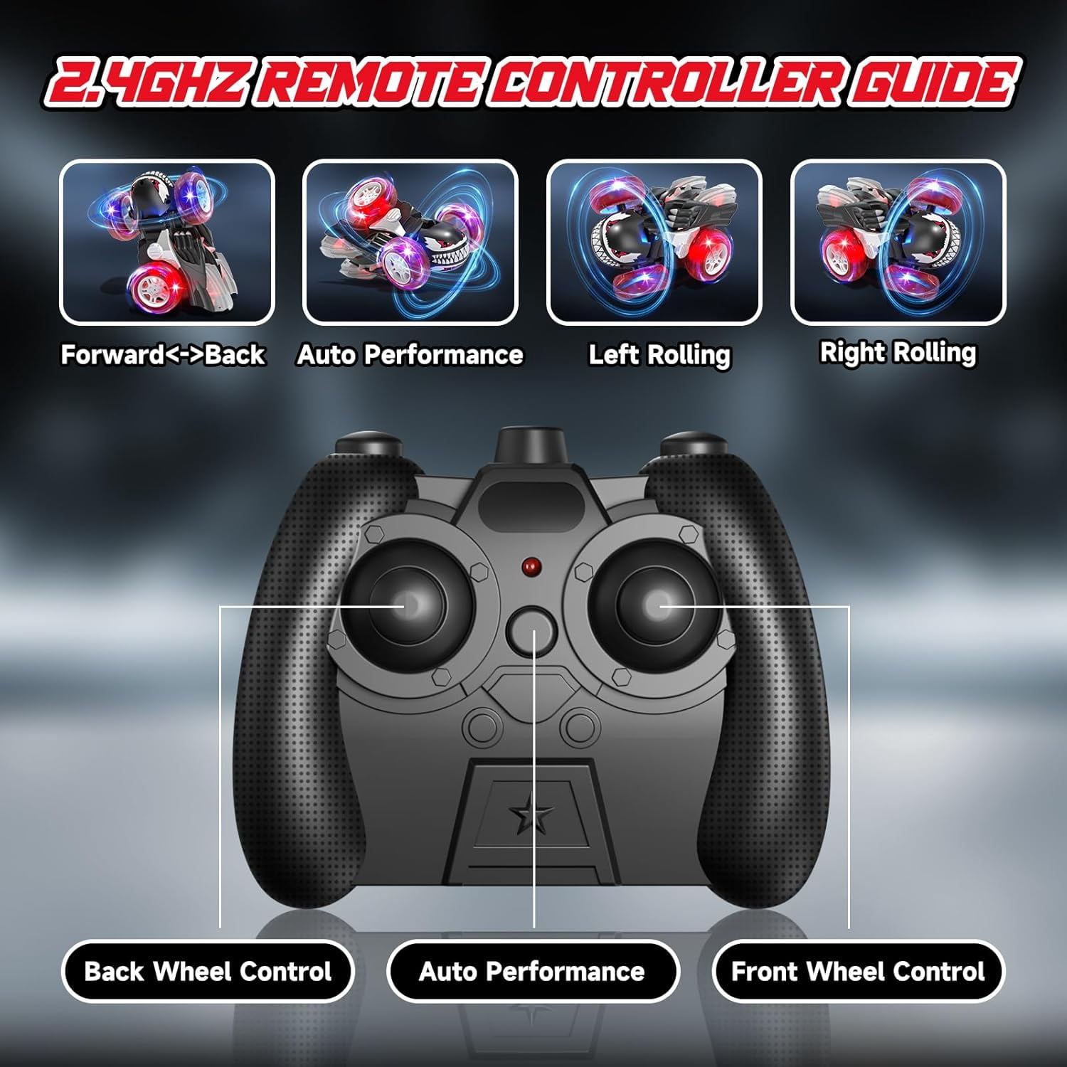 RC Stunt Car – Remote Control Car with Cool Lights, Rechargeable, Outdoor Toy Gift for Boys, Funtogether Toys
