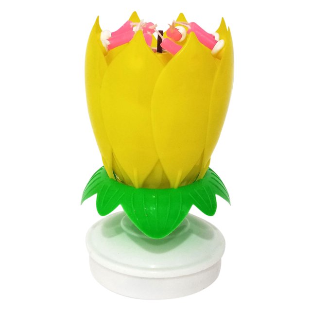 Cake Candle - Velas de loto giratorias electrónicas - Doble capa (Amarillo) Ehuebsd Libre de BPA