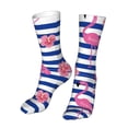 thumbnail image 6 of Xecao Flamingo Print Fashion No Heel Casual Crew Socks Cushioned Breathable for Men Women - Moisture wicking,Not easy to fade Suitable for daily, 6 of 7