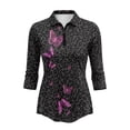 thumbnail image 2 of Uorisanigo Leopard-Print Butterfly Women's Golf Top Size 2XL Versatile Casual Long Sleeve Golf Polo Shirts with Zipper Quick Dry Athletic Tops for Workout Sports Comfortable Pullover, 2 of 7