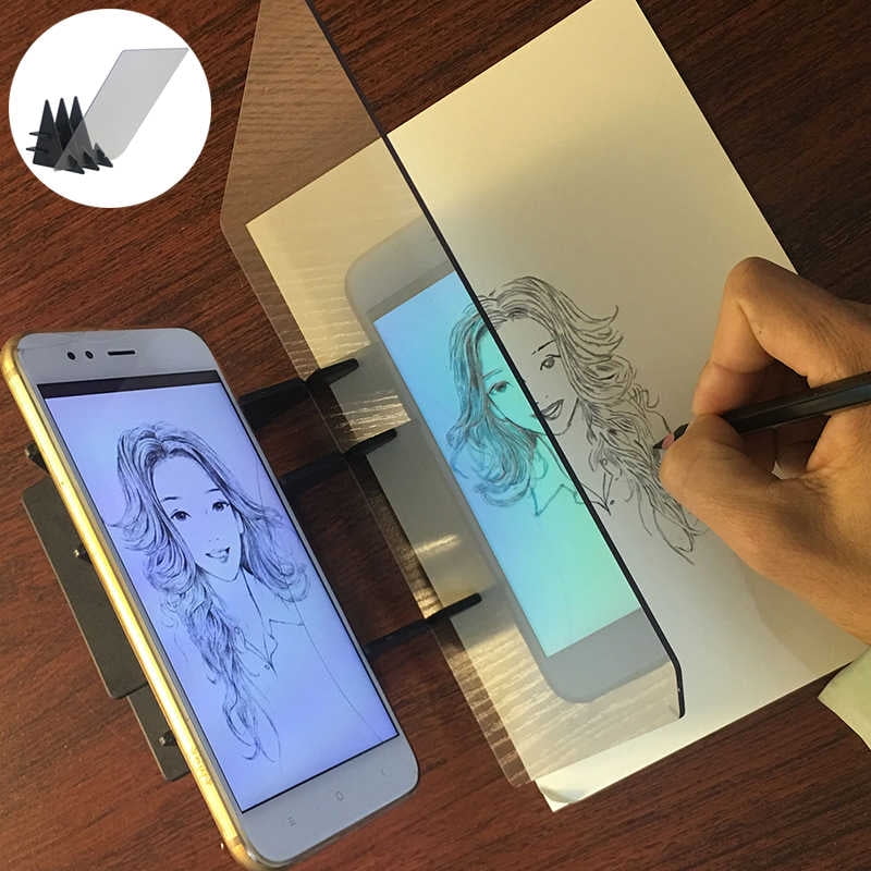 Cathery Portable Optical Tracing Board Stencil Light Box Copy Pad Panel Crafts Mirror Drawing Reflection Board Painting Art Easy Drawing Sketching Tool