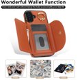 thumbnail image 7 of for iPhone 16 Plus Wallet Case with Card Holder Women Men, Flip PU Leather Kickstand Shockproof Protective Phone Cover Magnetic Clasp 360 Rotation Ring Stand for iPhone 16 Plus, Brown, 7 of 7