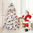 thumbnail image 6 of 7.5ft Pre-lit Snow Flocked Christmas Tree, Pre Decorated White Christmas Tree with Lights 550 LED 72 Ornaments 8m Ribbon,11 Light Modes Flocked Frosted Christmas Tree with Remote Control, 6 of 10