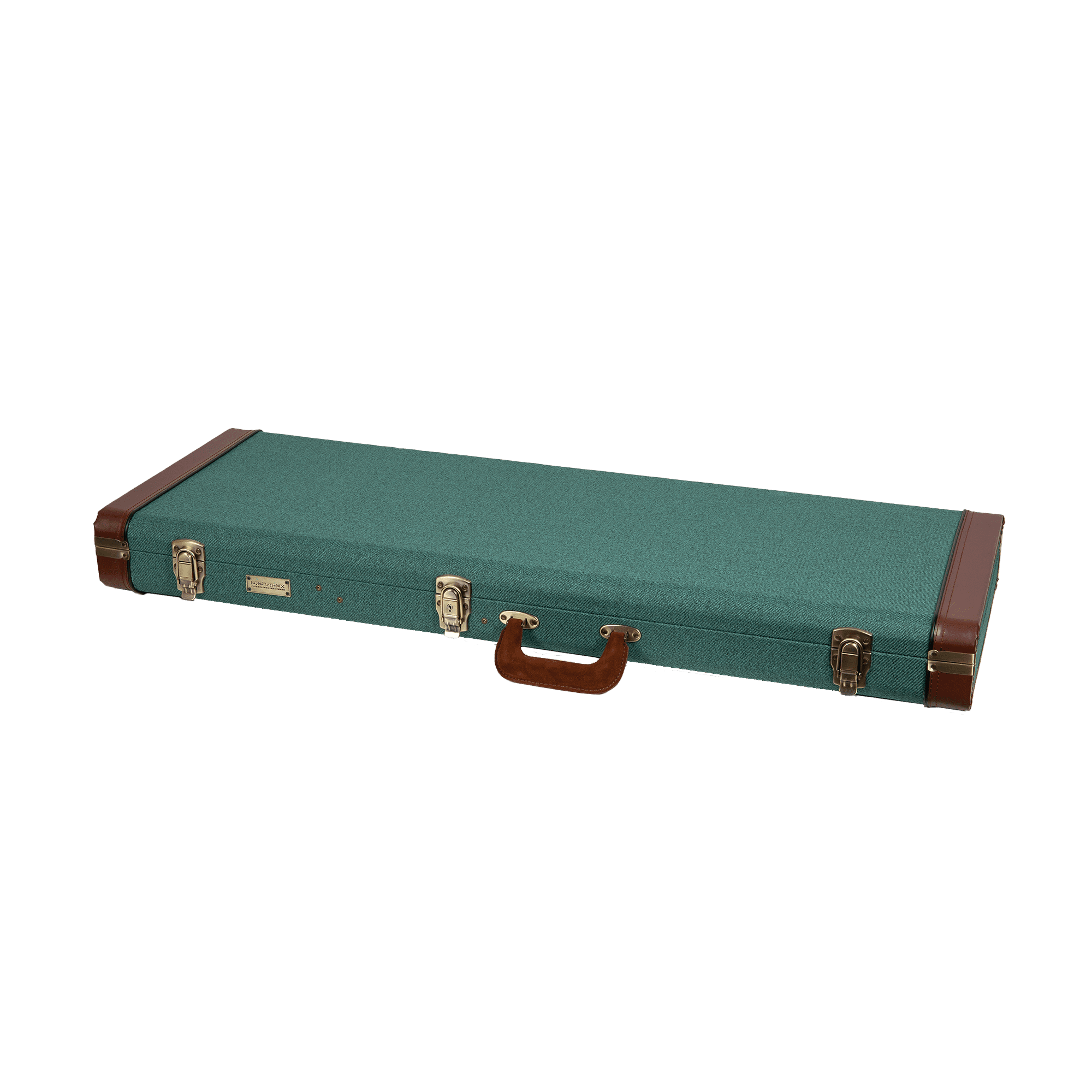 Crossrock Master Series - Wooden Telecaster&Stratocaster Electric Guitar Case - Security Lock, Genuine Leather Handle, Reinforced Hardware, Metal Feet, Storage Space- Malachite Blue Tweed
