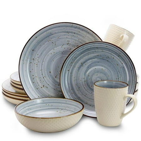 

Elama EL-MELLOWBLUE Mellow Dinnerware Set in Powder - Blue - 16 Piece