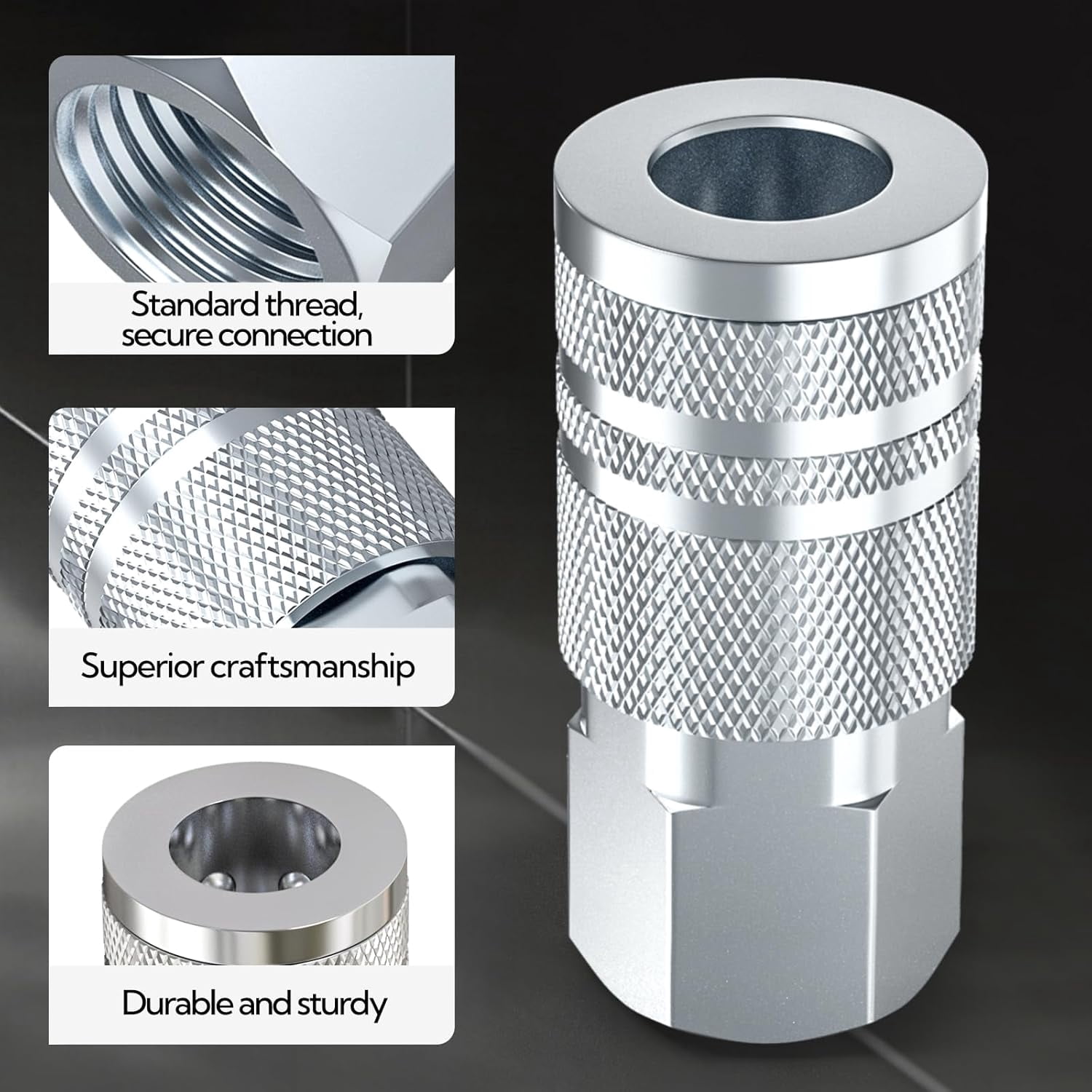 MKEUDQ-2PCS 3/8" Female NPT x 3/8" Flow Air Fittings, 3/8" Female Air Quick Connect Fittings, Industrial Air Hose Coupler for Air Compressor