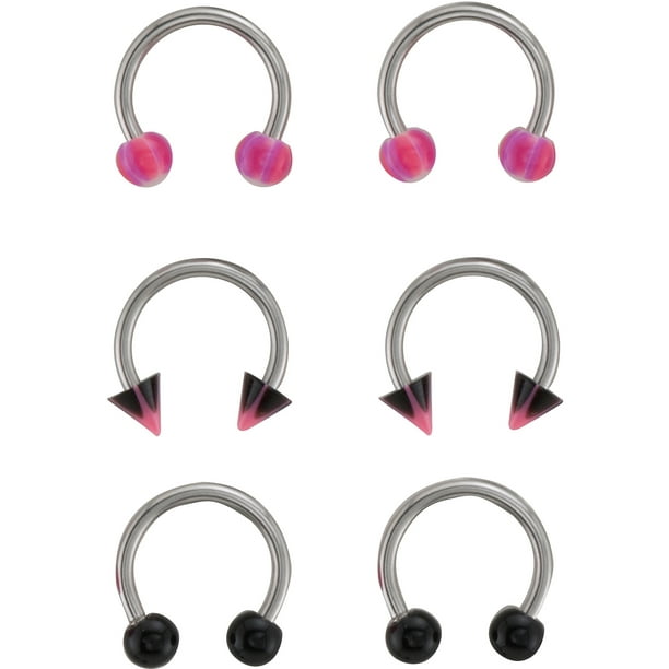 Body Jewelry Body Jewelry 18G Horseshoe Value Pack, Pink and Black