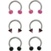 Body Jewelry 18G Horseshoe Value Pack, Pink and Black