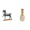 thumbnail image 1 of Figura de caballo, escultura de animal, estatua de resina coleccionable, adorno decorativo, escultura dorada, artesanía de animales para centro de mes, 1 of 8