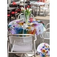 thumbnail image 5 of Outdoor Tablecloths with Umbrella Hole & Zipper, Pink Purple Hummingbird Round Tablecloth 54 Inch, Spring Oil Painting Sunflowers Waterproof Table Cloth, Patio/Pool/Picnic Table Covers, 5 of 8