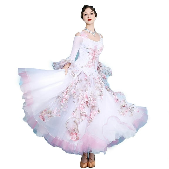 Embroidery Ballroom Competition Dresses for Women. For waltz, modern performance, foxtrot