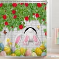 thumbnail image 3 of Easter Shower Curtain, Spring Easter Floral Cute Rabbit Farmhouse Bathroom Accessories Bunny Colorful Easter Eggs Fabric Bathroom Curtains with Hooks, 70''x70'' ﻿, 3 of 7