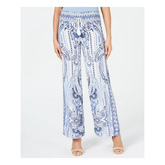 INC Womens Blue Paisley Wide Leg Pants Size: XL