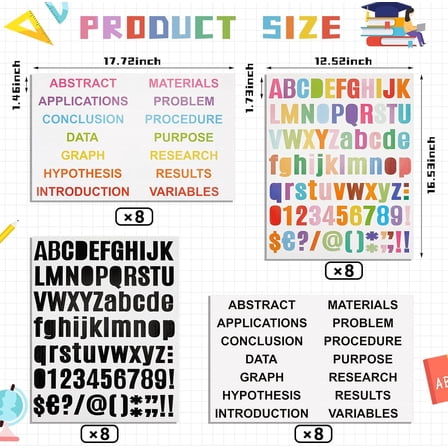 40 Pcs Trifold Poster Board 36" x 48" Large Science Fair Display Board Lightweight Fold Presentation Paperboard 8 Trifold Display Paperboard and 16 Letter Stickers and 16 Pcs Science Titles