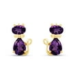 thumbnail image 2 of AFFY Pear & Oval Shape Simulated Amethyst Cute Animal Kitty Cat Stud Earrings In 14k Yellow Gold Over Sterling Silver, 2 of 5