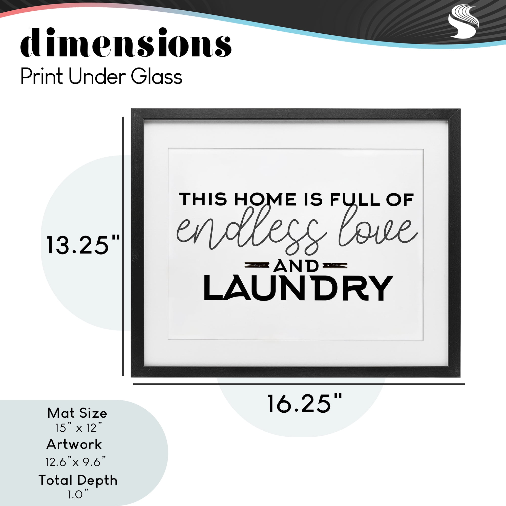 Endless Love & Laundry Minimal Black Framed Print Under Glass, design by Kim Allen
