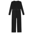 thumbnail image 4 of TSSOE Kids Boys Gymnastics Leotard Lyrical Dance Bodysuits Costume Rhinestones Long Sleeve Patchwork V-collar Jumpsuit Black 8, 4 of 5