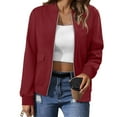 thumbnail image 6 of Bomber Jacket Women Sevevn Womens Zip Up Jackets Sweatshirts Long Sleeve Casual Coat Outwear With Pockets, 6 of 9