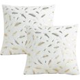 thumbnail image 1 of Feather Plush Pillow Cover, Gold Furry Pillow Cover for Sofa, Couch, Bed, Office, Decor, 40x40cm, Set of 2, 1 of 4