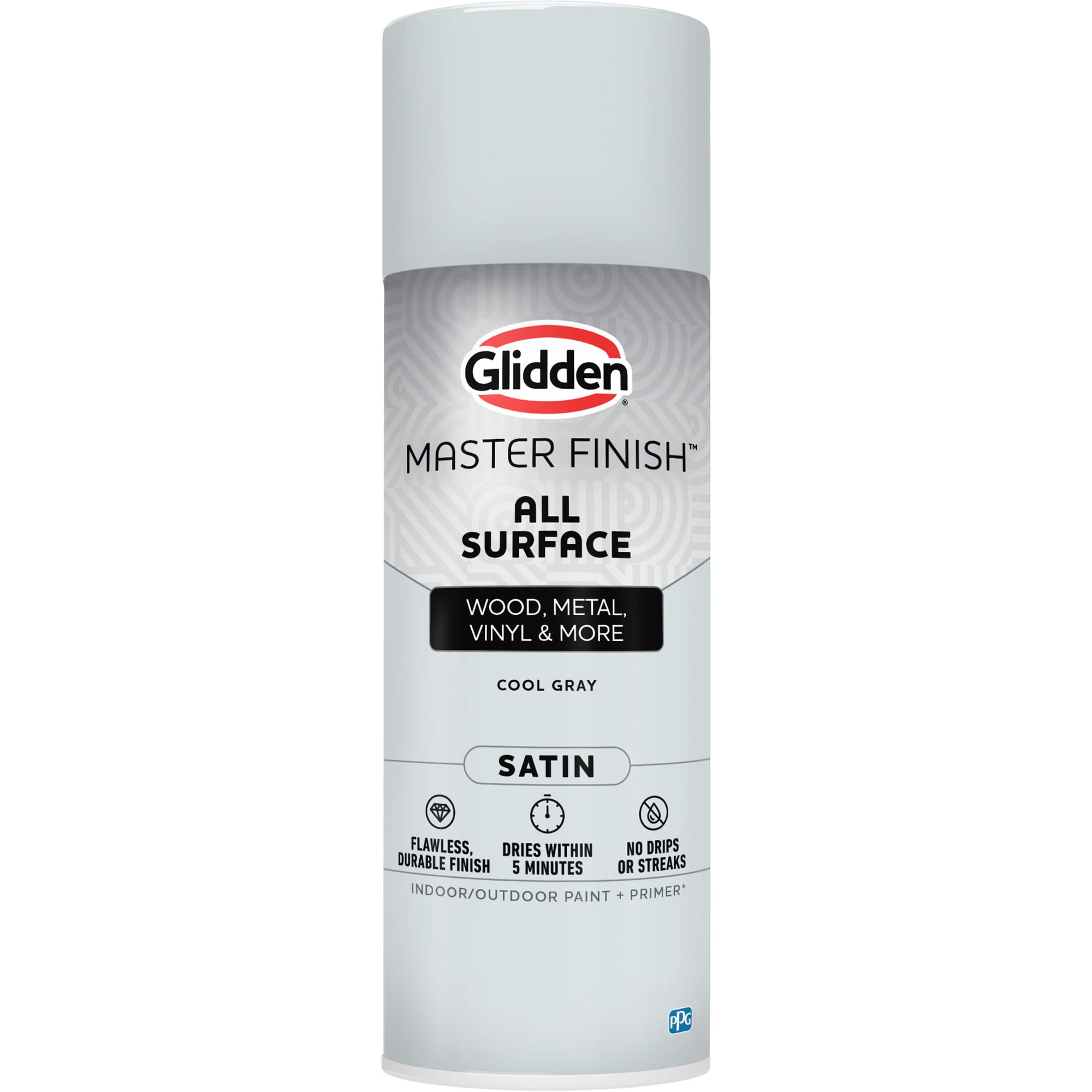 Glidden Master Finish 12 oz. Satin Cool Gray Interior/Exterior All Surface Spray Paint and Primer