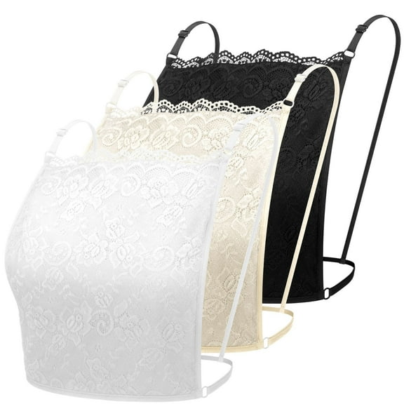 SONGAUN 3Pcs Lady Lace Wearable Mock Camisole Bra Insert Overlay Modesty Panel Vest.