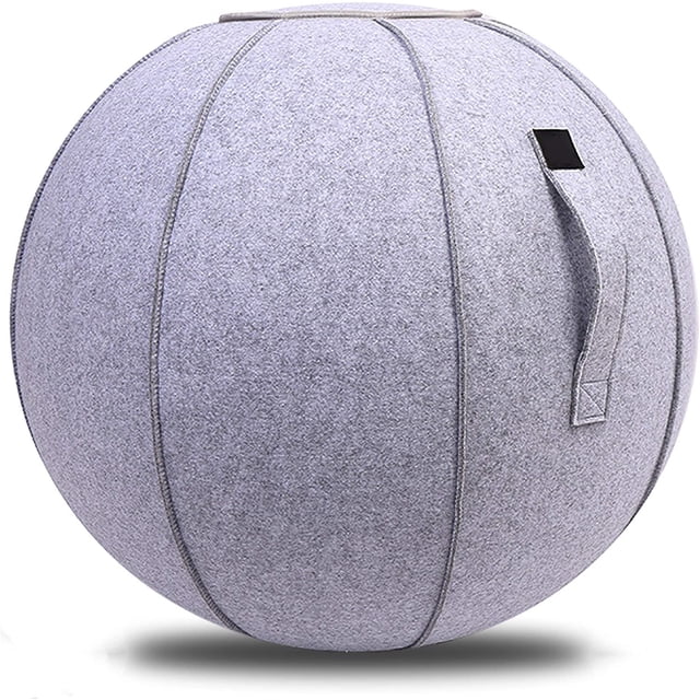 Silla de bola para sentarse de 65 cm para oficina, dormitorio y hogar, pelota de yoga para ejercicios de pilates con cubierta, solución ergonómica liviana y autónoma para activar la postura con mango