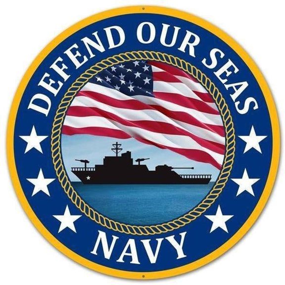 12" Round Military Sign: Navy