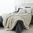 thumbnail image 1 of BATTILO HOME Luxury Ivory White Faux Fur Throw Blanket for Bed, Extra Large Super Soft Fluffy Cozy Fall Thick Warm Fox Fur Throw Blankets for Couch, Bed Reversible to Plush Velvet (60"x80"), 1 of 2