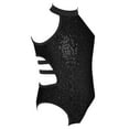thumbnail image 2 of YONGHS Kids Girls Shiny Sequined Halter Neck Leotard Ballet Gymnastics Bodysuit 4-14 Black 12, 2 of 7