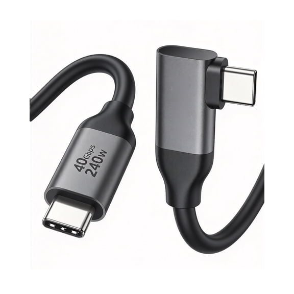 Right Angle USB 4 Cable for Thunderbolt 4 [3.3FT/1M], 40Gbps Data Sync, 8K/5K@60Hz, 240W Fast Charging, 90 Degree USB C Thunderbolt Cable, Compatible for MacBook, iPhone 17, iPad, SSD, Dock