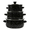 thumbnail image 3 of GROWTH TANK 3 Pieces Enamel Stockpot with Lid Slow Cooker for Restaurant Wedding Kitchen black, 3 of 9