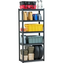 VibrantEcho Storage Shelves, 2000 lbs, 5 Tier Garage Storage Shelving, 16" D x 32" W x 72" H Adjustable Metal Shelves for Garage Shelves Utility Rack Shelf, Ideal for Kitchen, Warehouse, Black