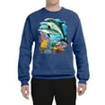thumbnail image 2 of Pair of Dolphins Swimming in Ocean Animal Lover Unisex Crewneck Graphic Sweatshirt, Vintage Heather Blue, 2XL, 2 of 3